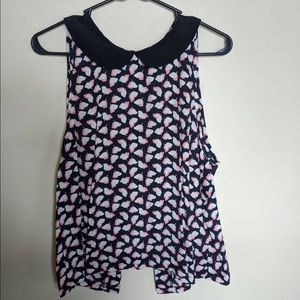 Topshop pink and white flower sleeveless top